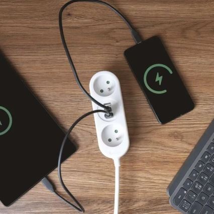 Pratęsimo laidas 2 lizdai + 2x USB-A + USB-C 1,4 m