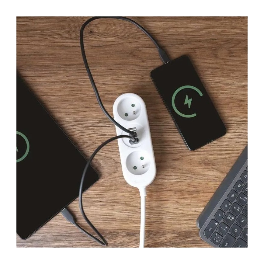 Pratęsimo laidas 2 lizdai + 2x USB-A + USB-C 1,4 m