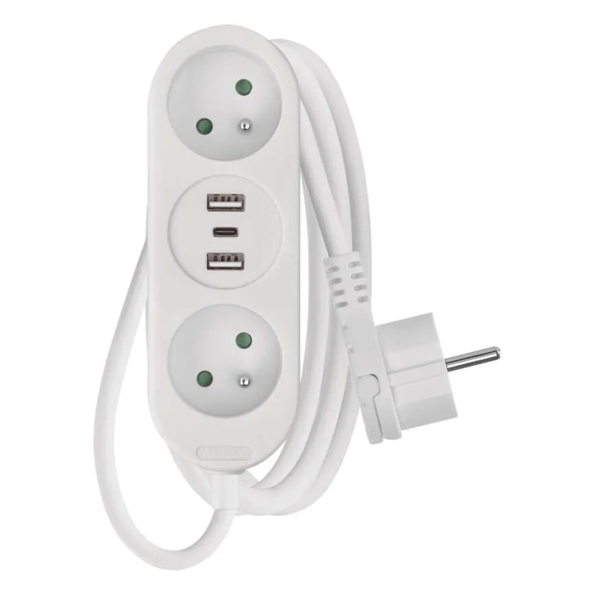Pratęsimo laidas 2 lizdai + 2x USB-A + USB-C 1,4 m