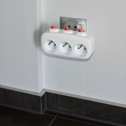 Prailgintojas su jungikliais, 3 lizdai