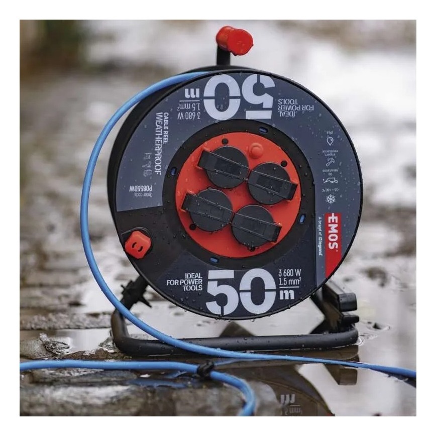 Prailgintuvo ritė su 4 lizdais 50m silicone IP44