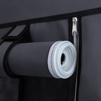 Praktiška audinio laikymo spinta MATIS 110x175 cm su lentynomis ir pakabinimo strypu, pilka