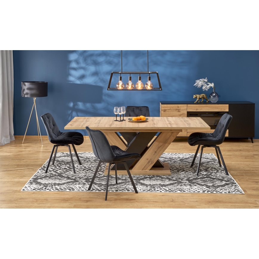 Pratęsiamas valgomasis stalas DROM 160/200x90 cm ąžuolas wotan/juoda