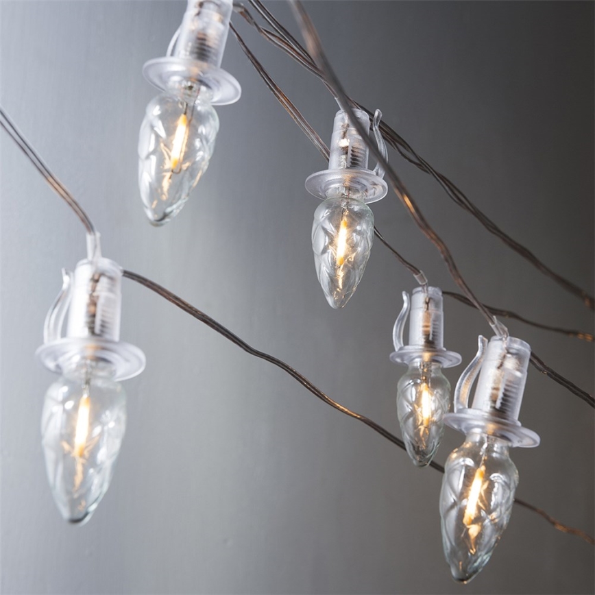 Pratęsimas LED Lauko Kalėdinė girlianda CONE FILAMENT 20xE10 14m permatoma/šilta balta IP44, Made in the EU