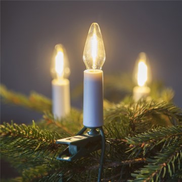 Pratęsimas LED Lauko Kalėdinė girlianda FELICIA FILAMENT 20xE10 14m permatoma/šilta balta IP44, Made in the EU