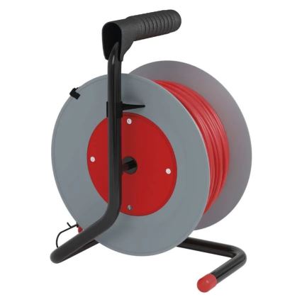 Pratęsimo kabelis su ritė 4x2,5 mm² 15 m raudona/pilka