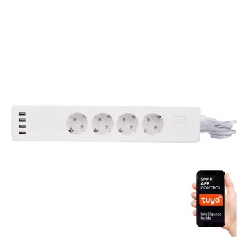 Pratęsimo laidas su jungikliu 1,8 m + 4xUSB/Wi-Fi Tuya SCHUKO