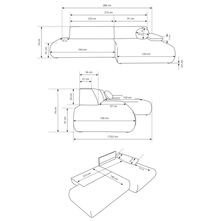 PRATO kairinė L formos išskleidžiama kampinė sofa su daiktų laikymo vieta, smėlio spalvos