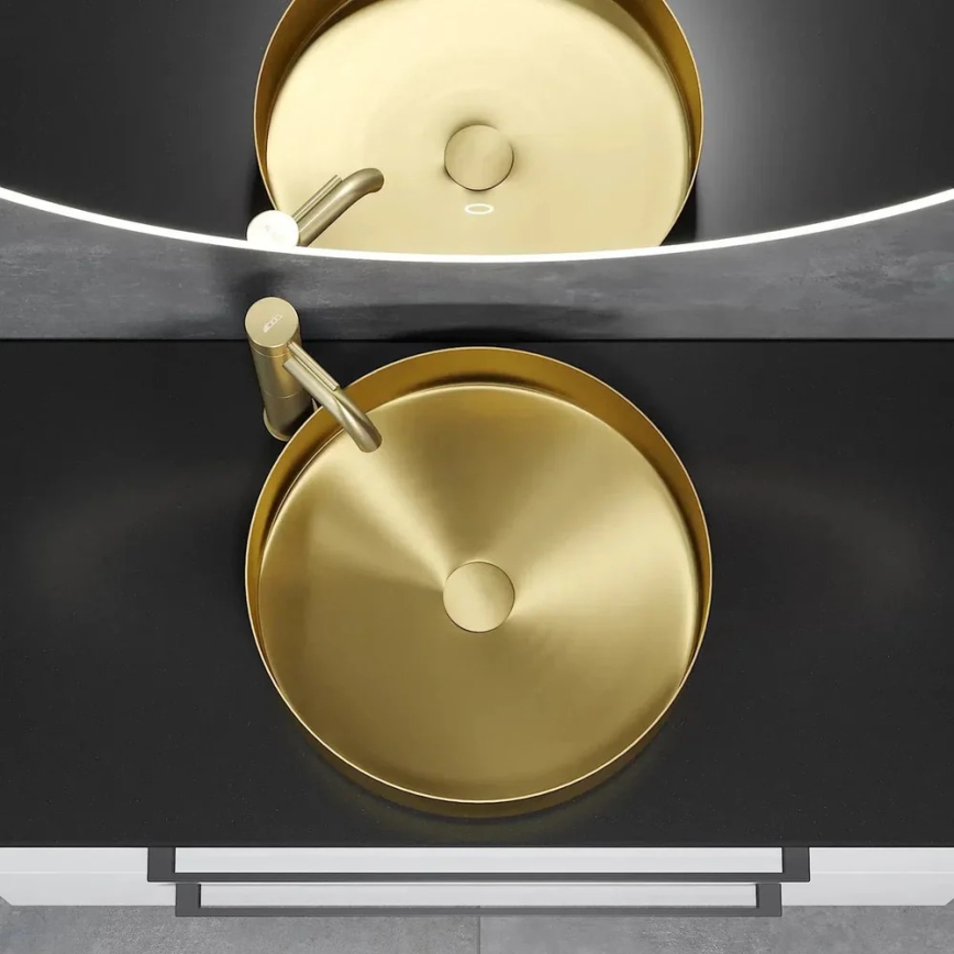 Praustuvas ant stalviršio LJORDAL, skersmuo 40 cm, plienas/žalvaris