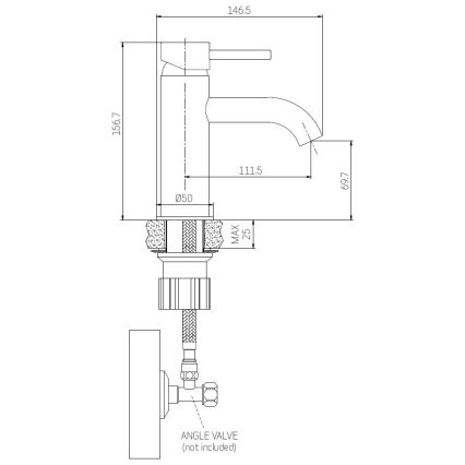 Praustuvo maišytuvas ANHOLT 15,6 cm, šlifuoto žalvario
