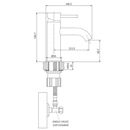 Praustuvo maišytuvas DRAGOR 15,6 cm, matinės baltos spalvos