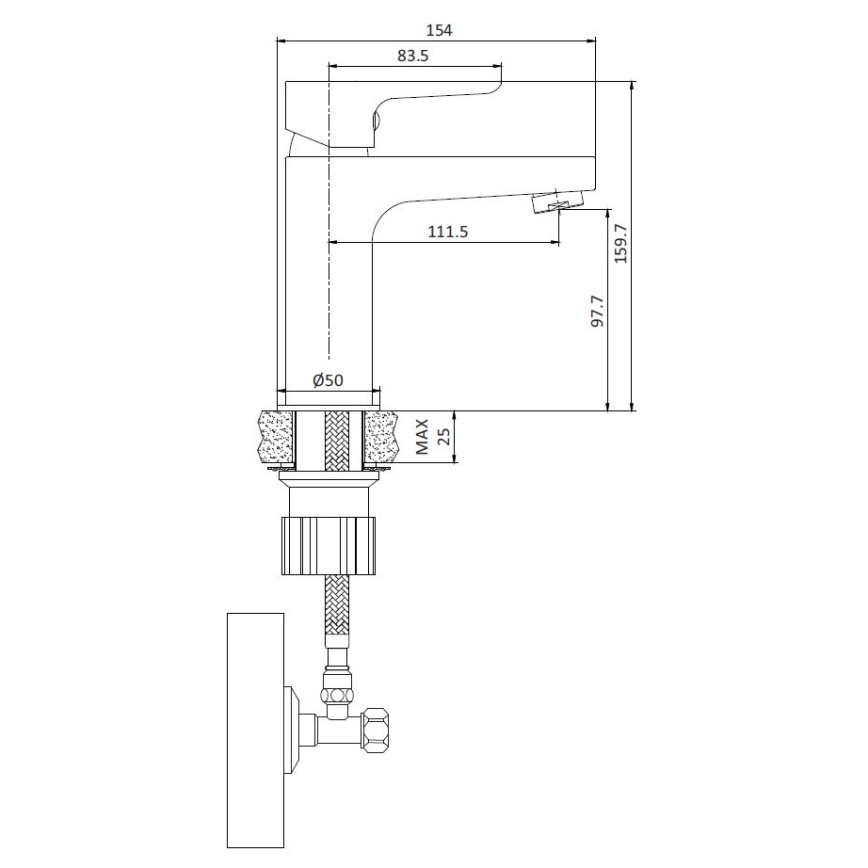 Praustuvo maišytuvas NAESBY, 15,9 cm, blizgus chromas