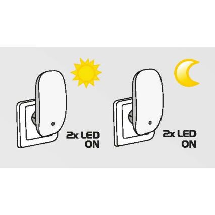 Prezent 1619 - LED šviestuvas į lizdą 2xLED/0,3W/230V su jutikliu