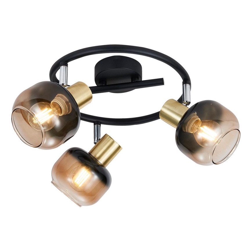Prezent 27515 - Akcentinis apšvietimas PEGAS 3xE14/40W/230V juoda/dūminis