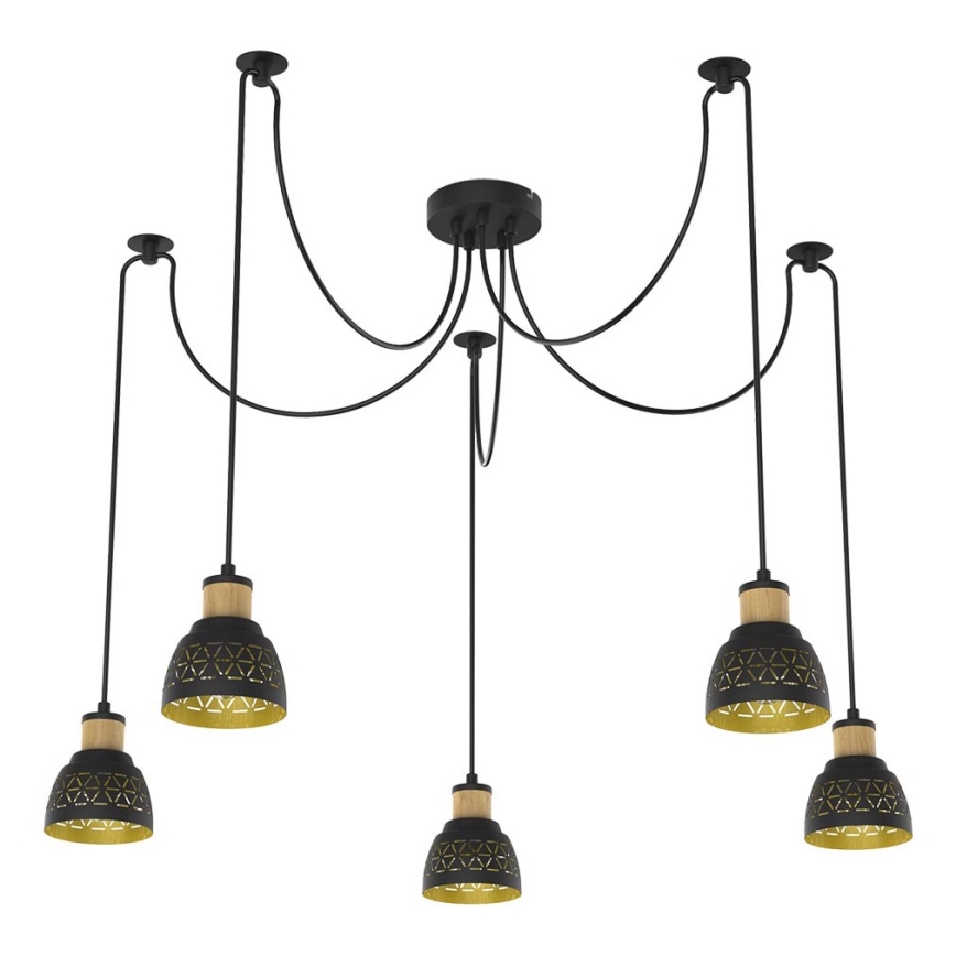 Prezent 27525 - Pakabinamas sietynas MESCALA 5xE14/40W/230V voras juoda/kaučiukas