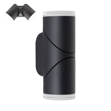 Prezent 28210A - LED Sieninis kryptinis lauko šviestuvas AKARA 2xLED/5W/230V IP65 juoda
