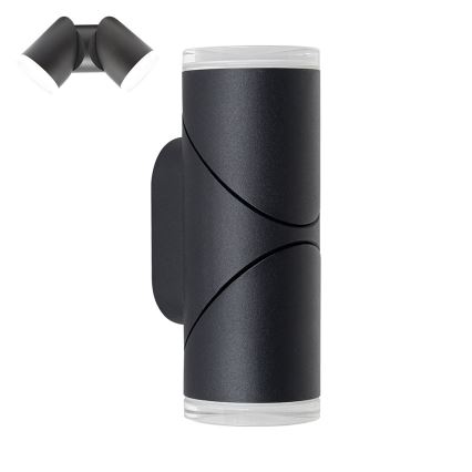 Prezent 28210A - LED Sieninis kryptinis lauko šviestuvas AKARA 2xLED/5W/230V IP65 juoda