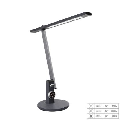 Prezent 31215 - LED Pritemdoma jutiklinė lanksti stalinė lempa su ekranu PUNK LED/12W/230V 3000-6500K