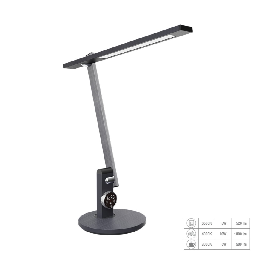 Prezent 31215 - LED Pritemdoma jutiklinė lanksti stalinė lempa su ekranu PUNK LED/12W/230V 3000-6500K