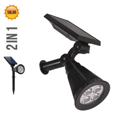 Prezent 65286 - LED apšvietimas, įkraunamas saulės energija 2in1 LION LED/2W/3,7V IP44 2220 mAh