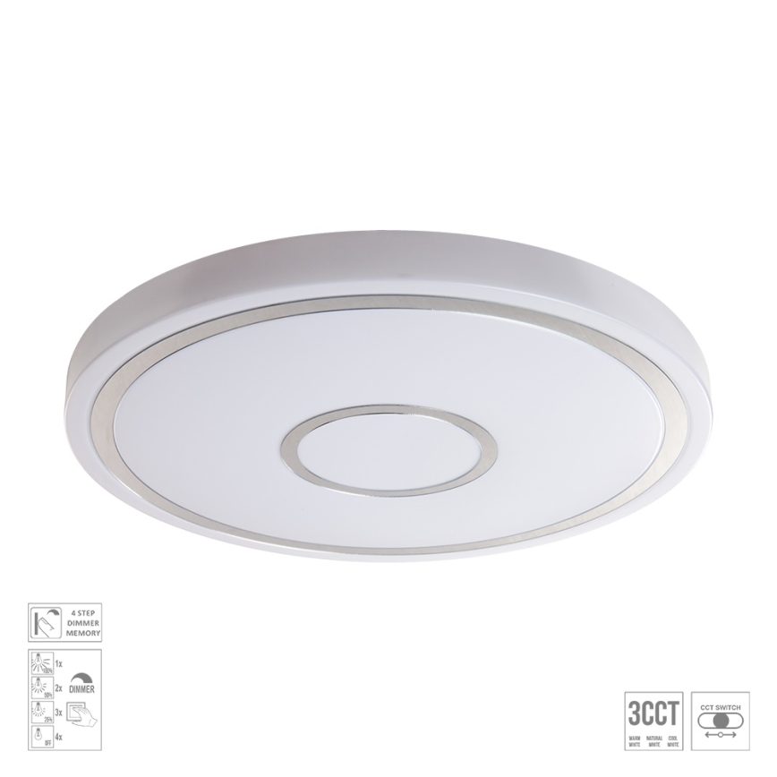 Prezent 71341 - Dimeriuojamas lubinis LED šviestuvas MOZAN LED/30W/230V 3000/4000/6500K, skersmuo 38 cm, baltas