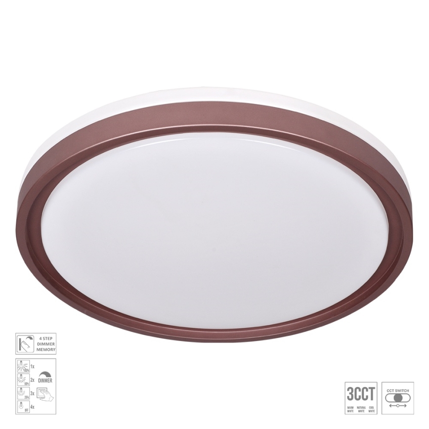 Prezent 71344 - reguliuojamo ryškumo LED lubų šviestuvas FLOREN LED/30W/230V 3000/4000/6500K Ø 41,5 cm rudas