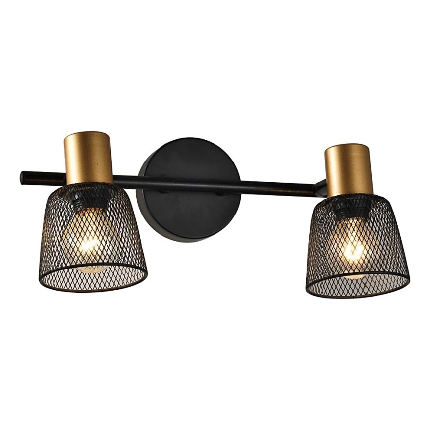 Prezent 75471 - Sieninis akcentinis šviestuvas DAYTONA 2xE14/40W/230V juoda/auksas