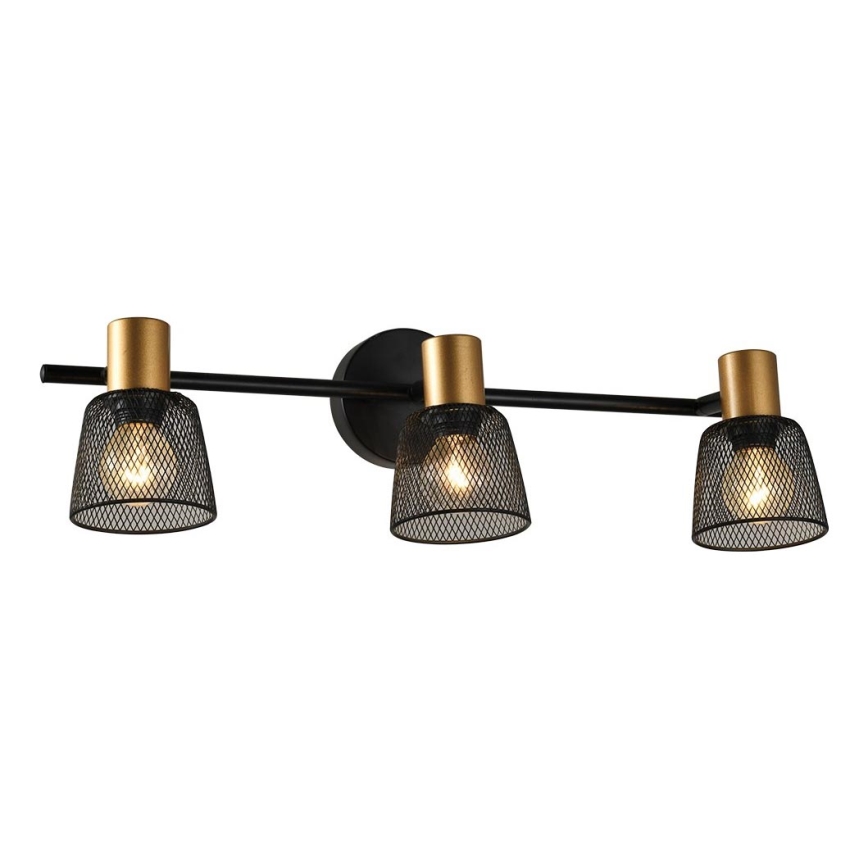 Prezent 75472 - Sieninis akcentinis šviestuvas DAYTONA 3xE14/40W/230V juoda/auksas