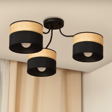 Prie lubų montuojama liustra ALBA 3xE27/15W/230V skersmuo 66 cm juoda/ruda