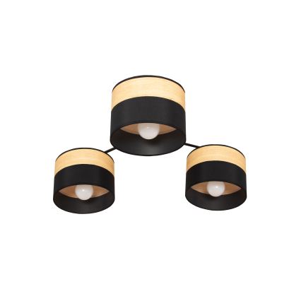 Prie lubų montuojama liustra ALBA 3xE27/15W/230V skersmuo 66 cm juoda/ruda