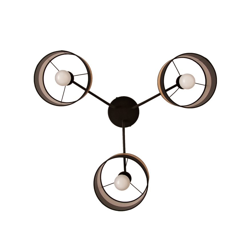 Prie lubų montuojama liustra ALBA 3xE27/15W/230V skersmuo 66 cm juoda/ruda