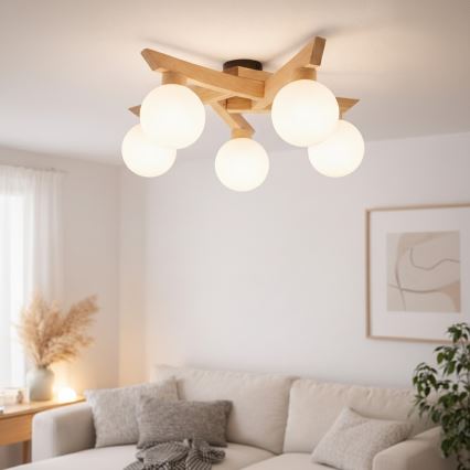 Prie lubų montuojama liustra ANTONIO 5xG9/5W/230V ąžuolas/balta