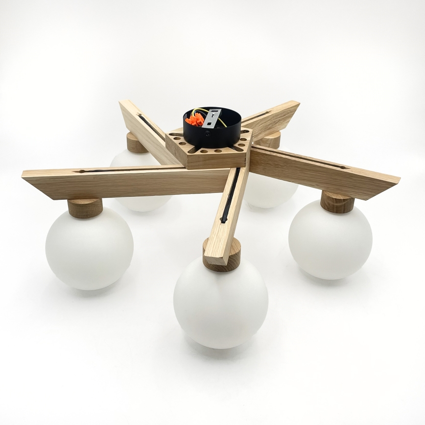 Prie lubų montuojama liustra ANTONIO 5xG9/5W/230V ąžuolas/balta