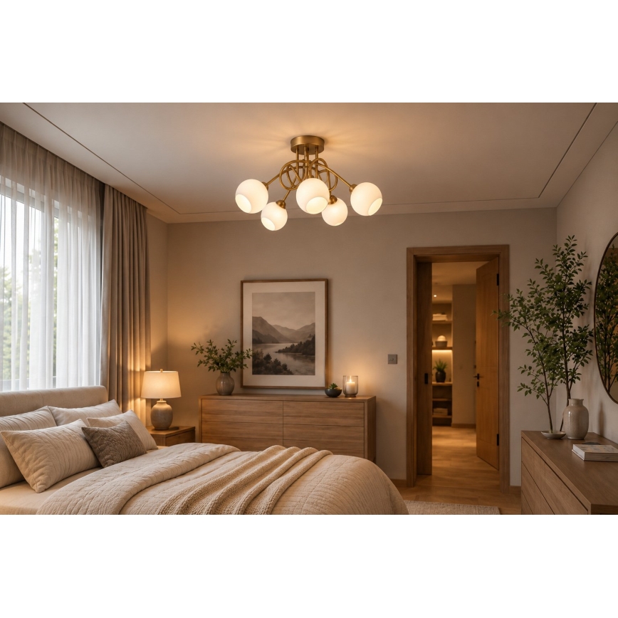 Prie lubų montuojama liustra BAROC 5xE14/40W/230V auksinė