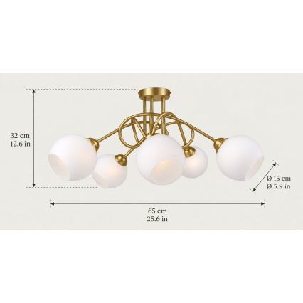 Prie lubų montuojama liustra BAROC 5xE14/40W/230V auksinė