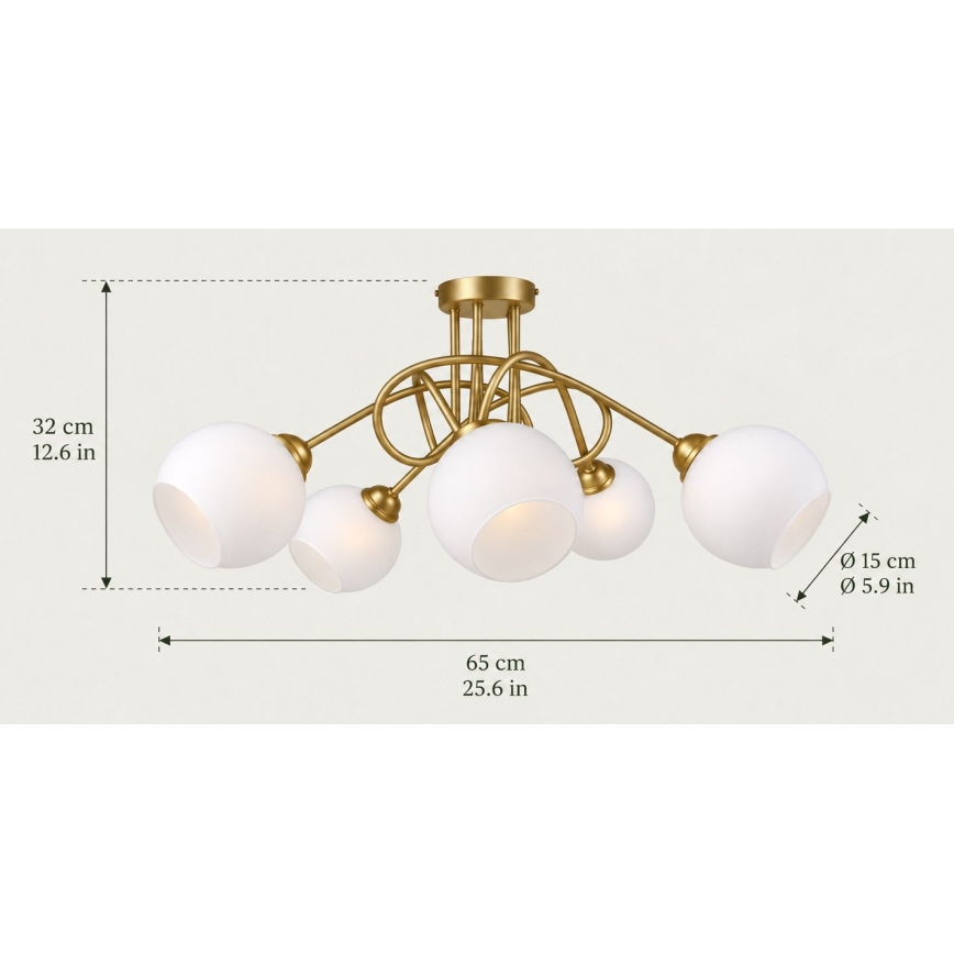 Prie lubų montuojama liustra BAROC 5xE14/40W/230V auksinė