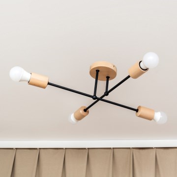 Prie lubų montuojama liustra CAMBRIDGE 4xE27/15W/230V pušis
