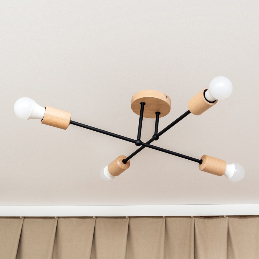 Prie lubų montuojama liustra CAMBRIDGE 4xE27/15W/230V pušis