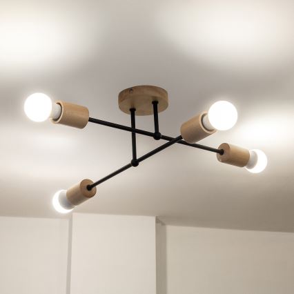 Prie lubų montuojama liustra CAMBRIDGE 4xE27/15W/230V pušis