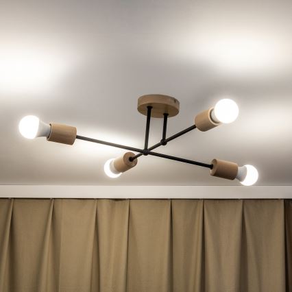 Prie lubų montuojama liustra CAMBRIDGE 4xE27/15W/230V pušis
