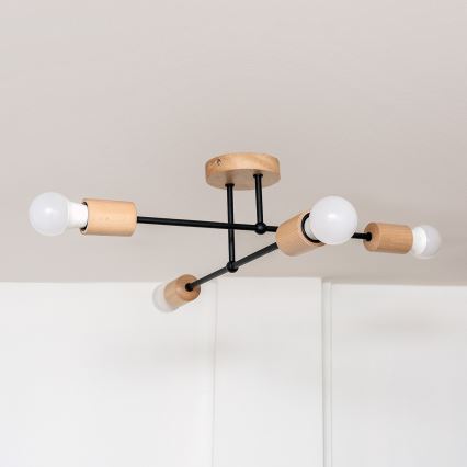 Prie lubų montuojama liustra CAMBRIDGE 4xE27/15W/230V pušis