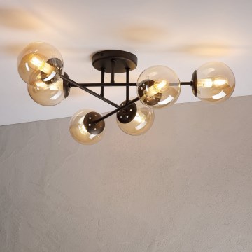Prie lubų montuojama liustra MALENA 6xE14/5W/230V ruda/dūminė smėlio spalva