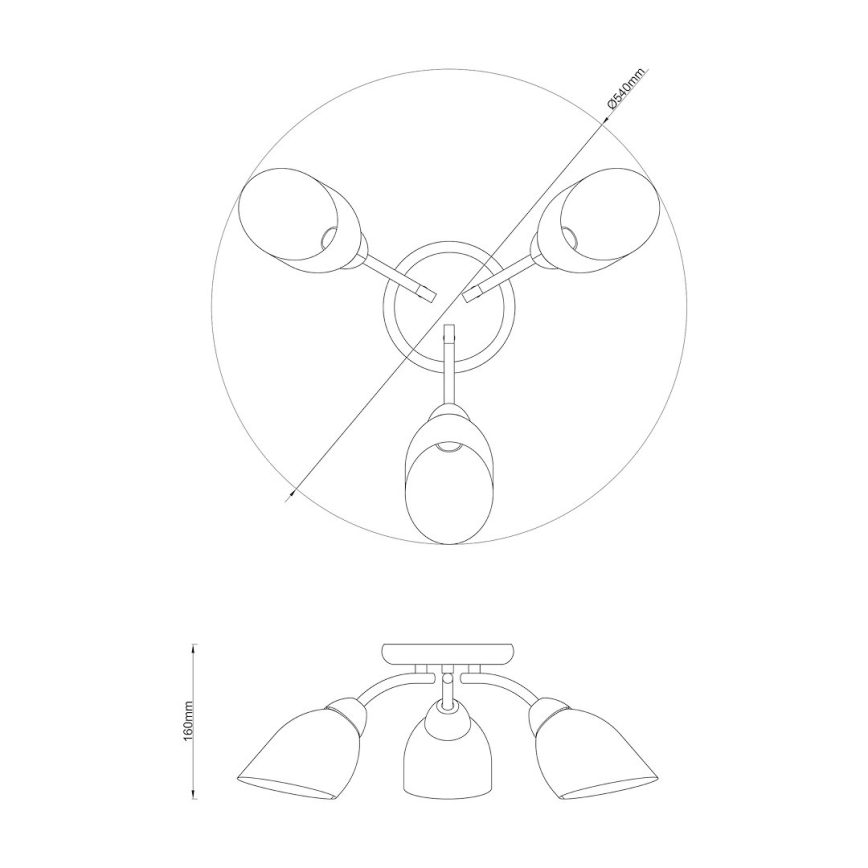 Prie lubų montuojama liustra PORTOS 3xE14/10W/230V blizgus chromas