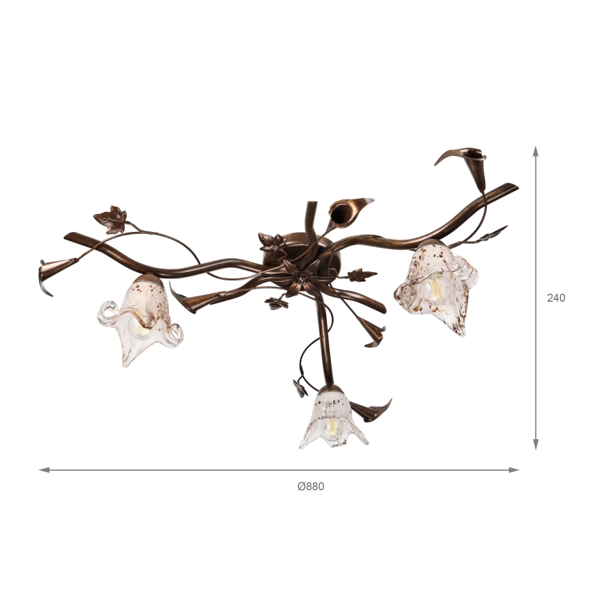 Prie lubų montuojama liustra ROZETA 3xE14/40W/230V bronzinė