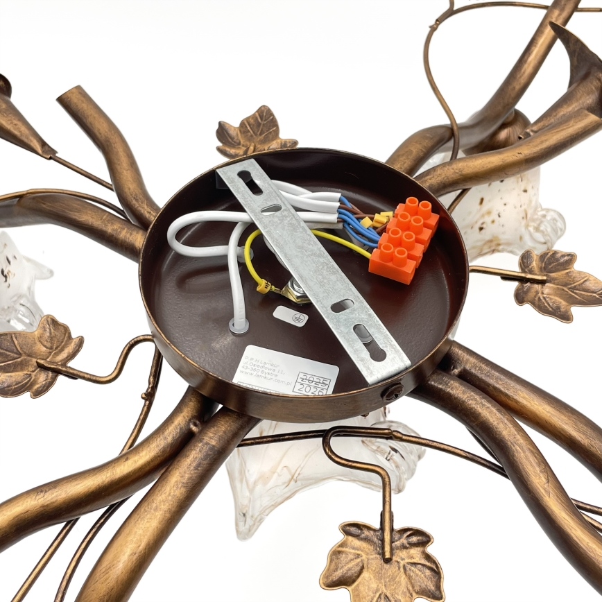 Prie lubų montuojama liustra ROZETA 5xE14/40W/230V bronzinė