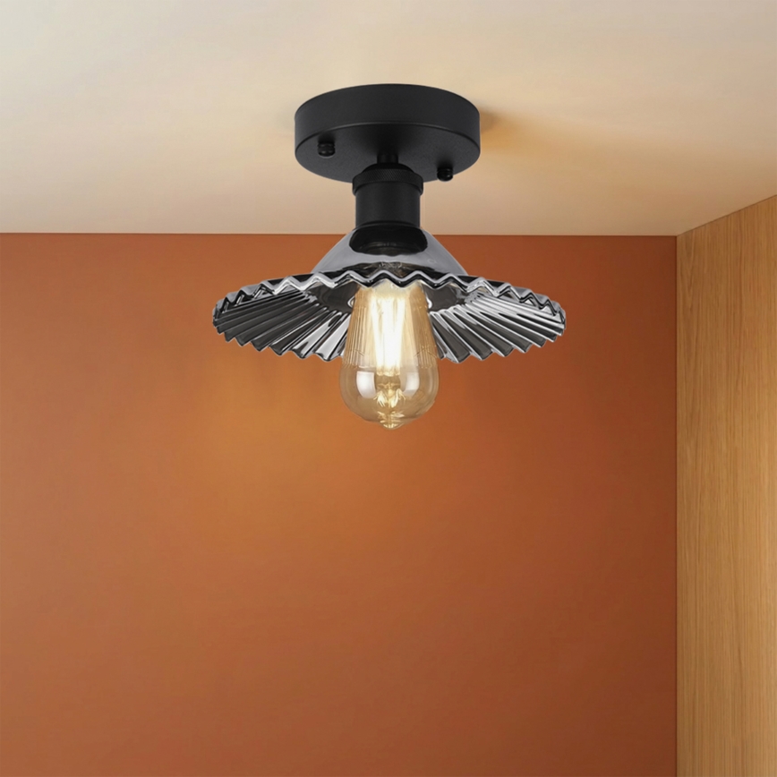 Prie lubų montuojama liustra TRISH 1xE27/15W/230V juoda/dūminė juoda