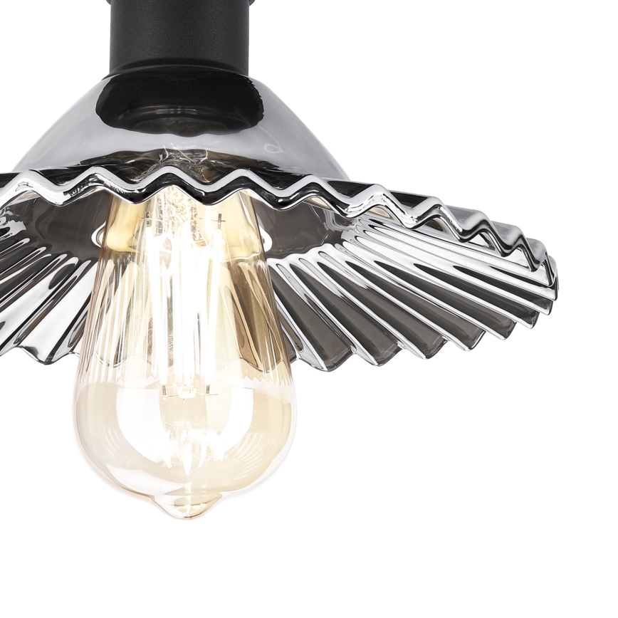 Prie lubų montuojama liustra TRISH 1xE27/15W/230V juoda/dūminė juoda