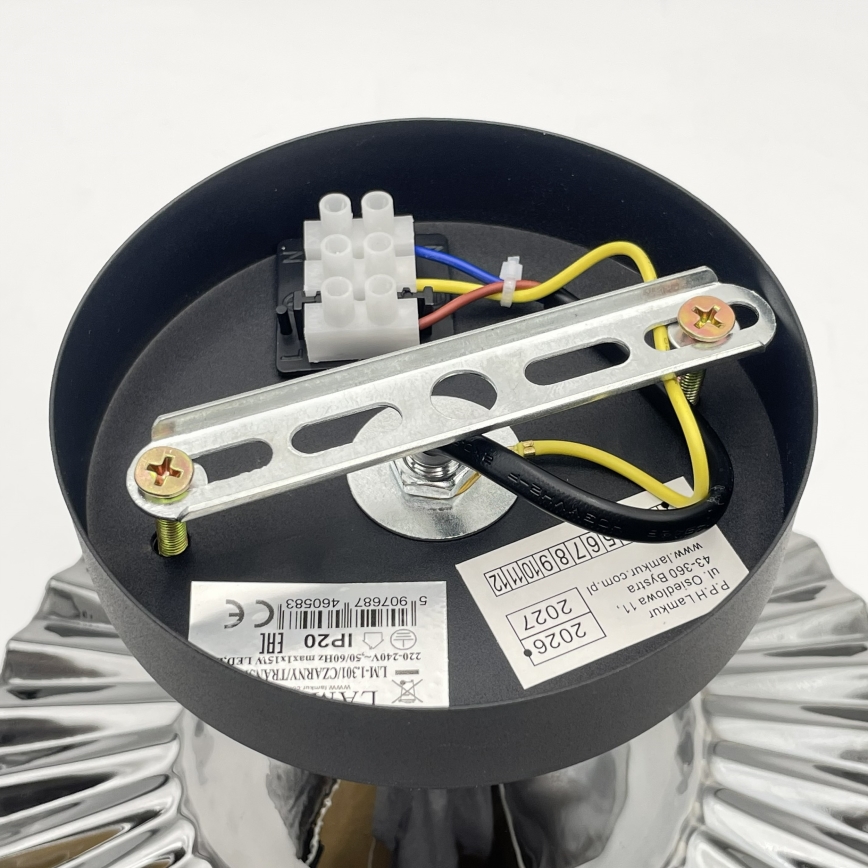 Prie lubų montuojama liustra TRISH 1xE27/15W/230V juoda/dūminė juoda