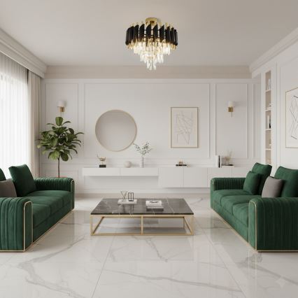 Prie lubų montuojamas liustras CRISTAL, 5 × E14, 10 W, 230 V, Ø 38 cm, juodas/auksinis