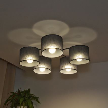 Prie lubų montuojamas šviestuvas ALBA 5xE27/15W/230V pilkas